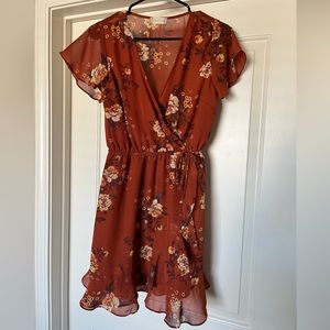Dark orange floral Alter’d State minidress. Size Large. Worn a few times.